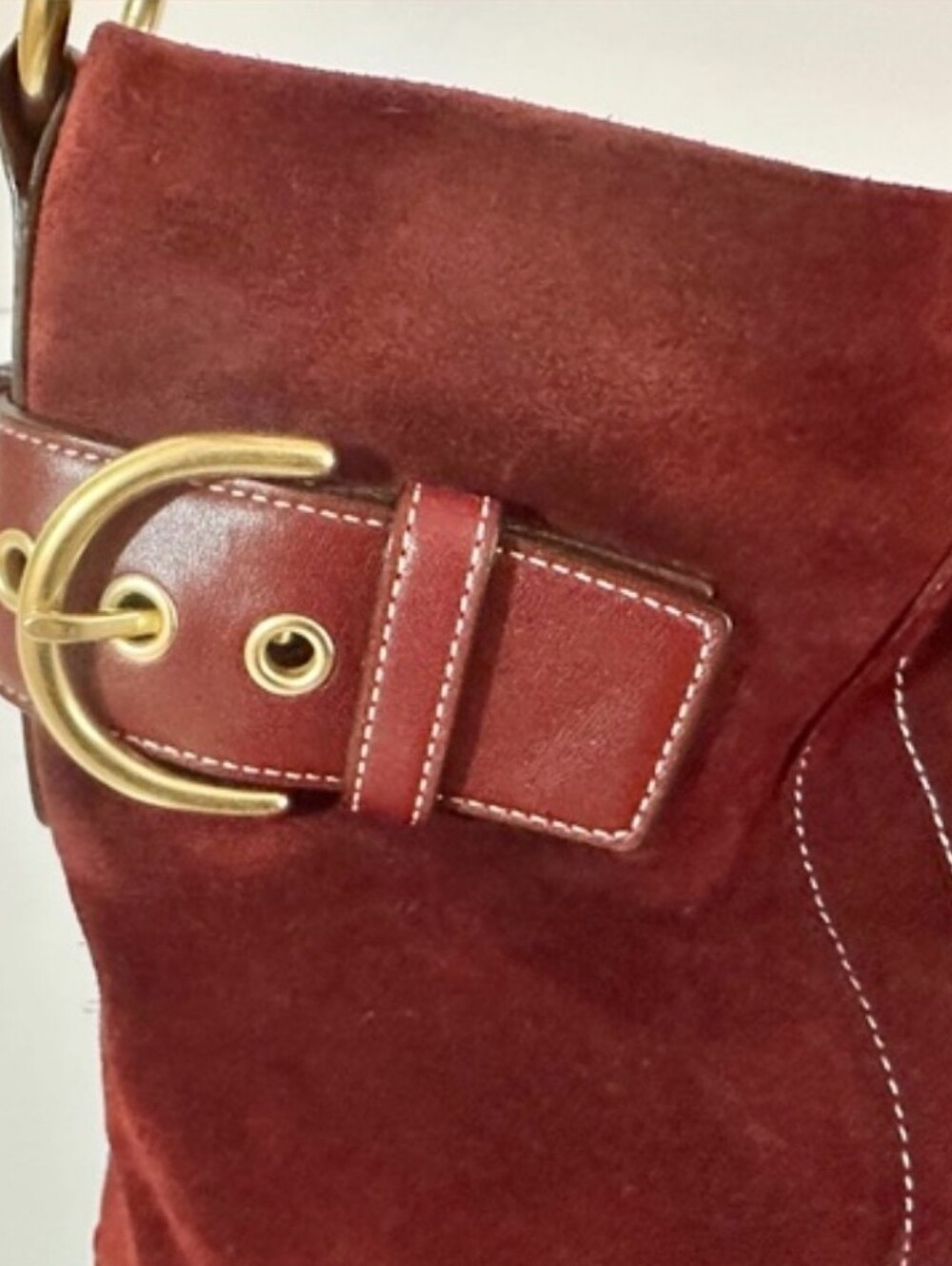 Coach Vintage (2006) Red/Burgundy Suede Soho Buckle Shoulder Crossbody NWT - Picture 10 of 15